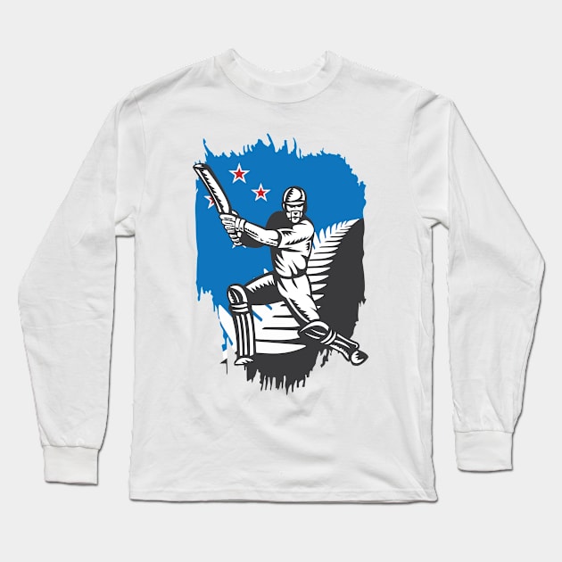 New Zealand Cricket Player Batsman Design Long Sleeve T-Shirt by alltheprints